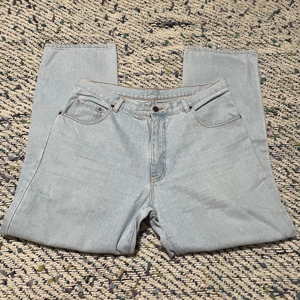 Giordano Men's Size 36x30 Blue Tapered‎ Leg Light Wash 100% Cotton Denim Jeans